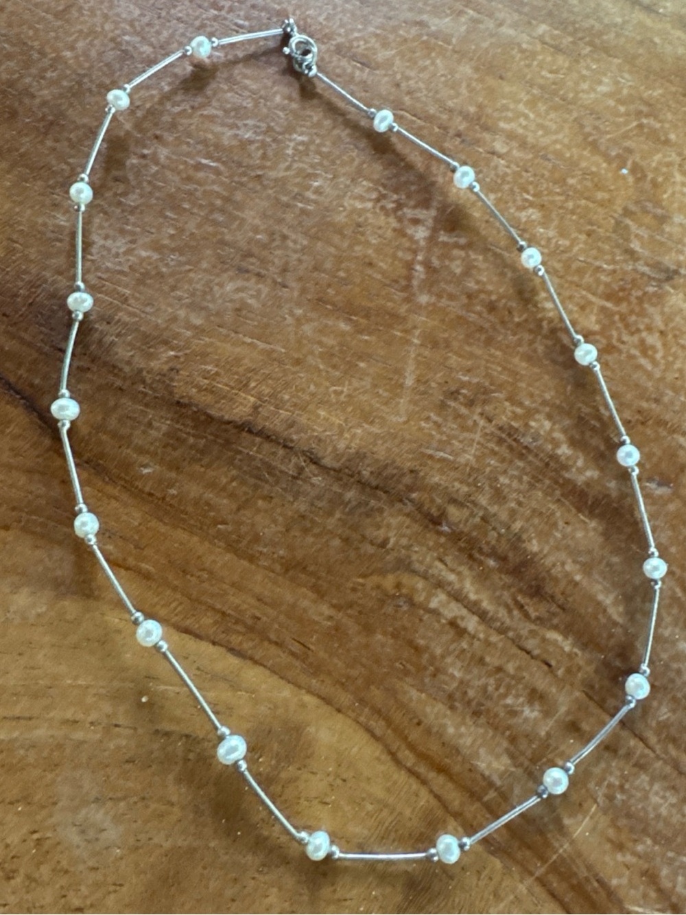 Vintage 925 Sterling Silver Genuine Freshwater Pearl Necklace Baroque Pearls 16”